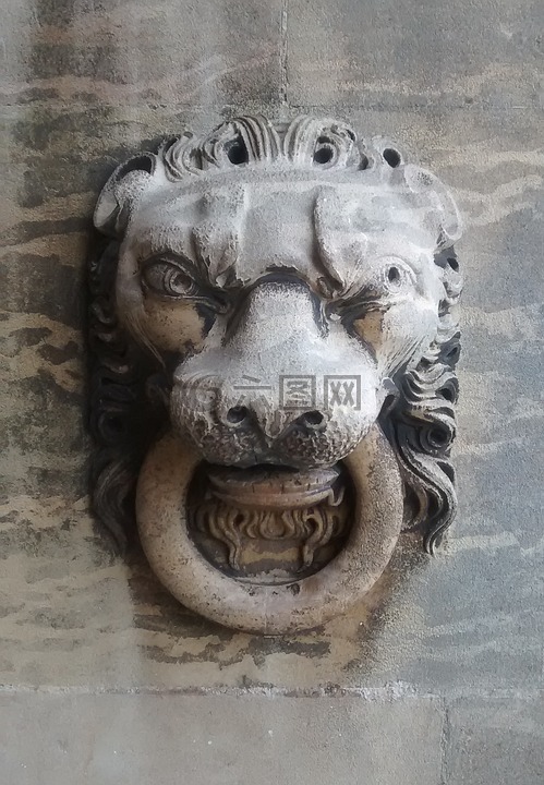 石头雕刻,狮子,狮子的头