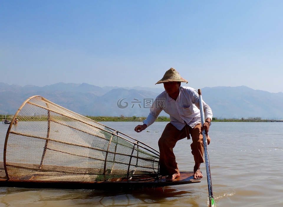 茵莱湖,缅甸,皮划艇