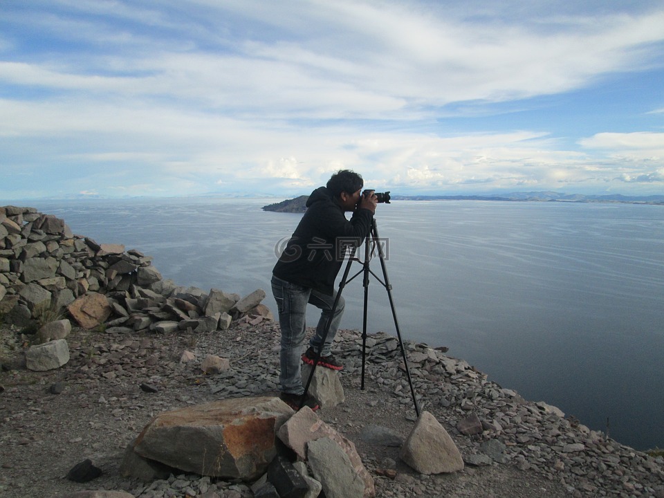 摄影师,安第斯山脉,的的喀喀