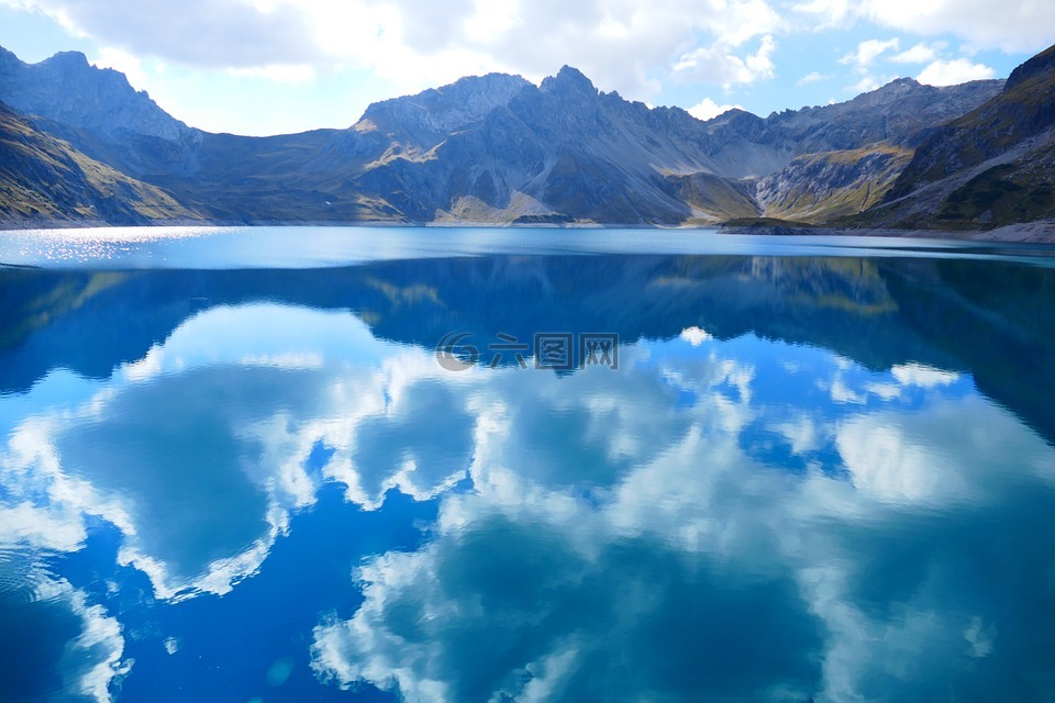 lüner 湖,云,镜像