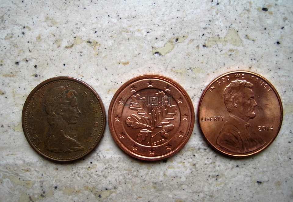 三个类似钱t恤,加拿大分,欧元美分