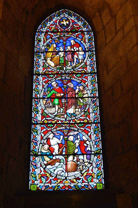 窗口,教堂,染色玻璃窗口