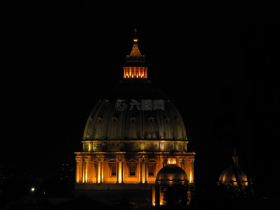 罗马,圣彼得大教堂,夜