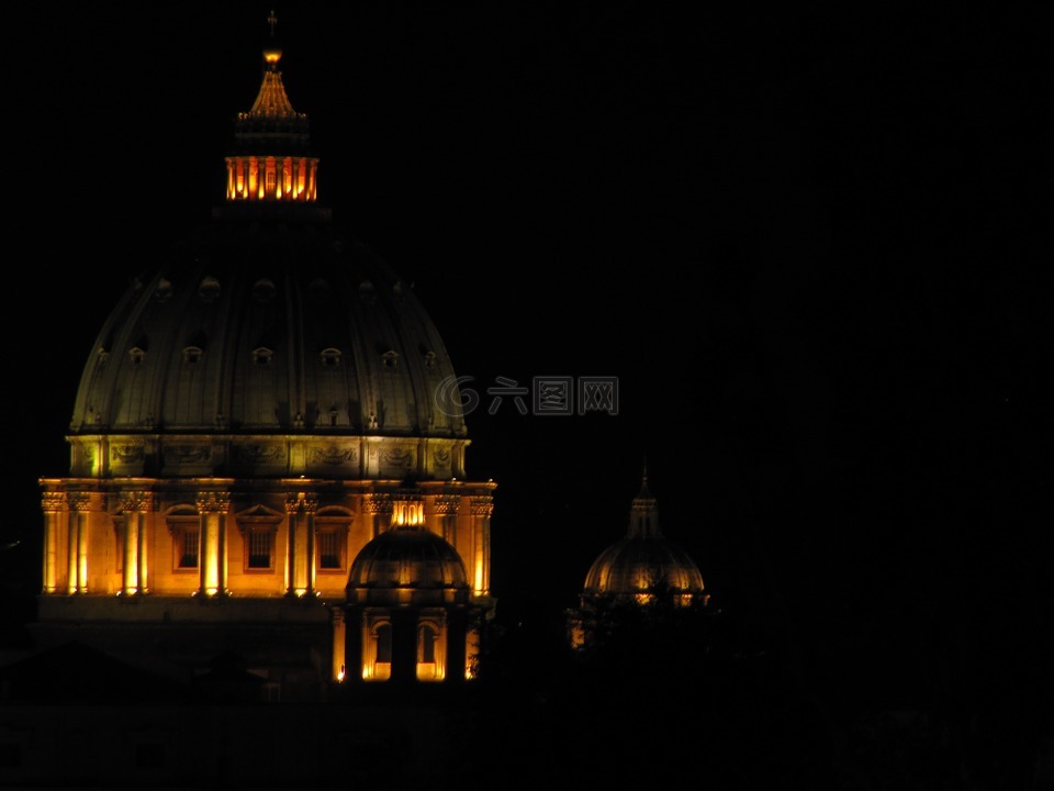 罗马,圣彼得大教堂,夜