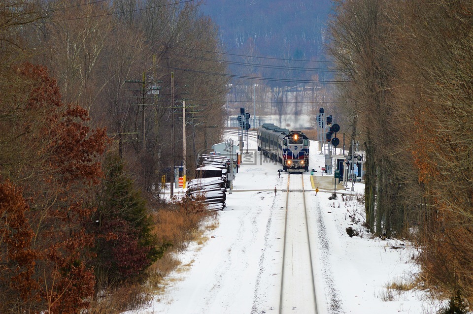雪,雪景,火车