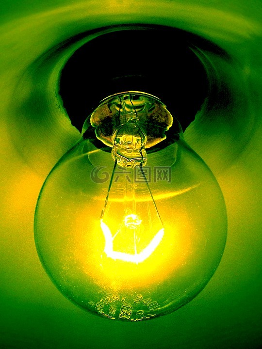 灯泡,光,绿色