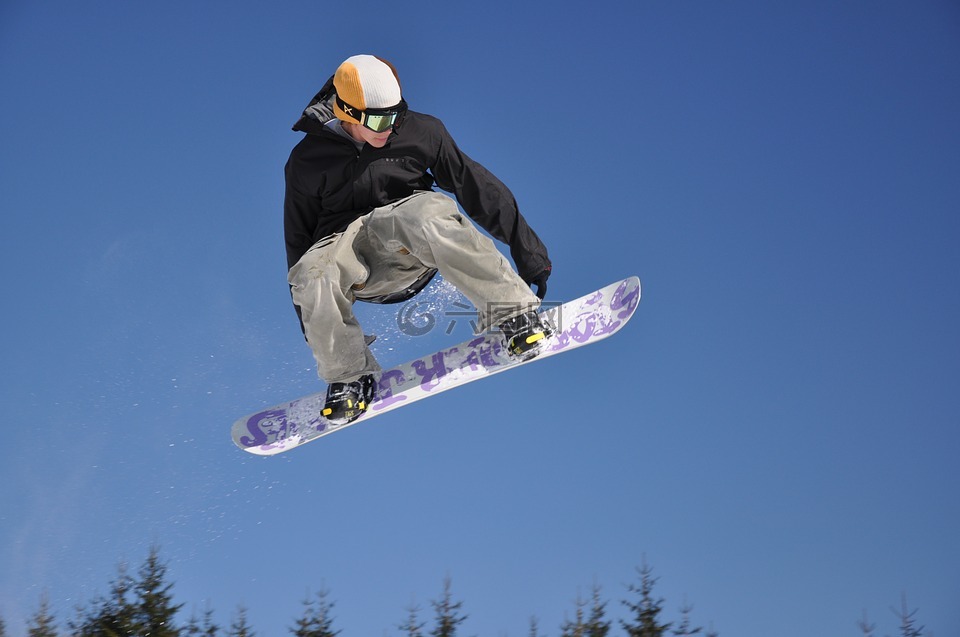 滑板滑雪,运动,冬天