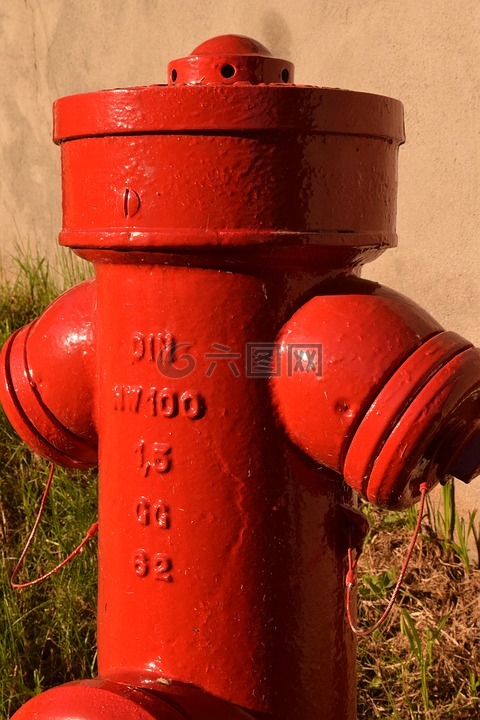 消火栓,水,红色