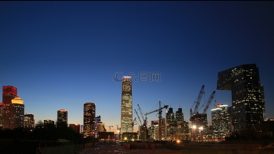 北京,国贸,夜景