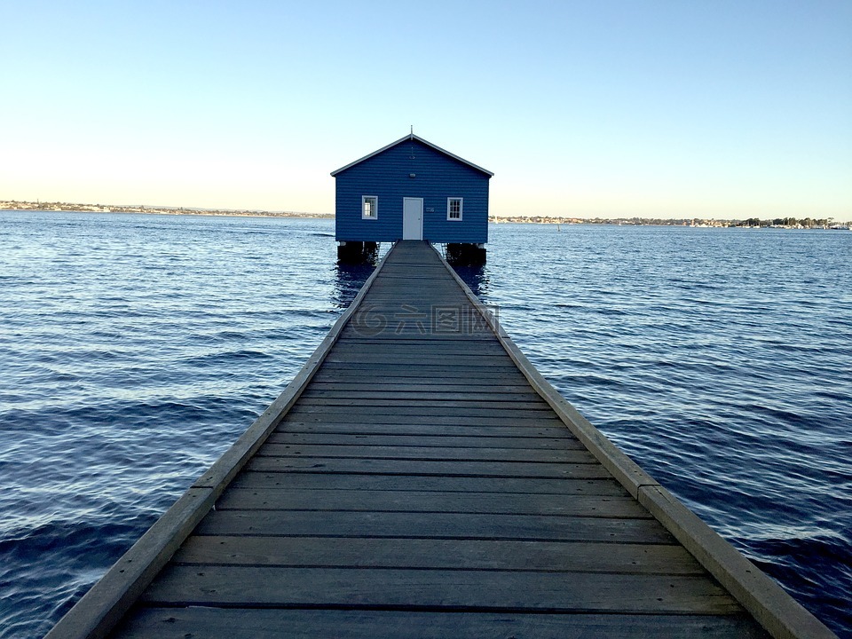 蓝色的船屋,珀斯,西澳大利亚