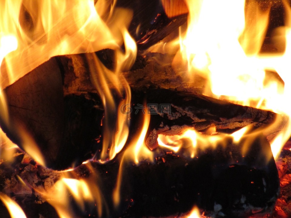 火,燃烧,木材