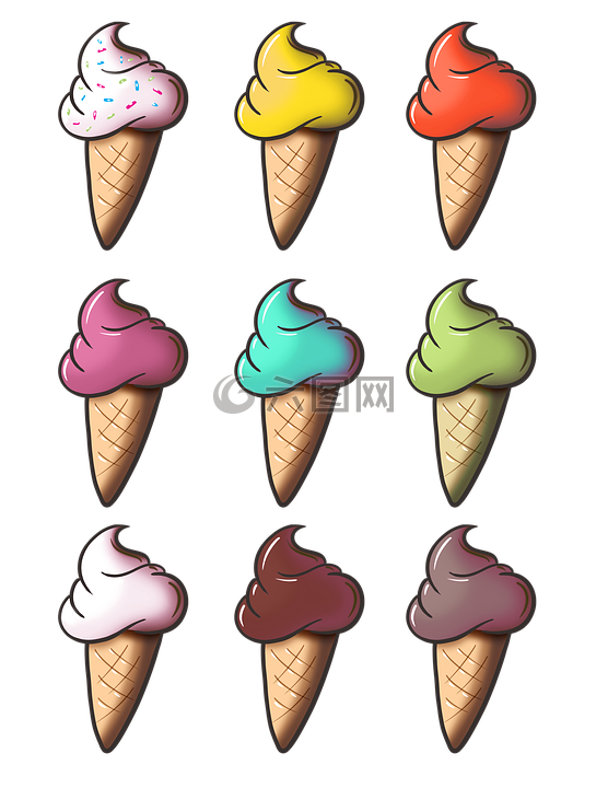 冰淇淋,锥,蛋卷冰淇淋