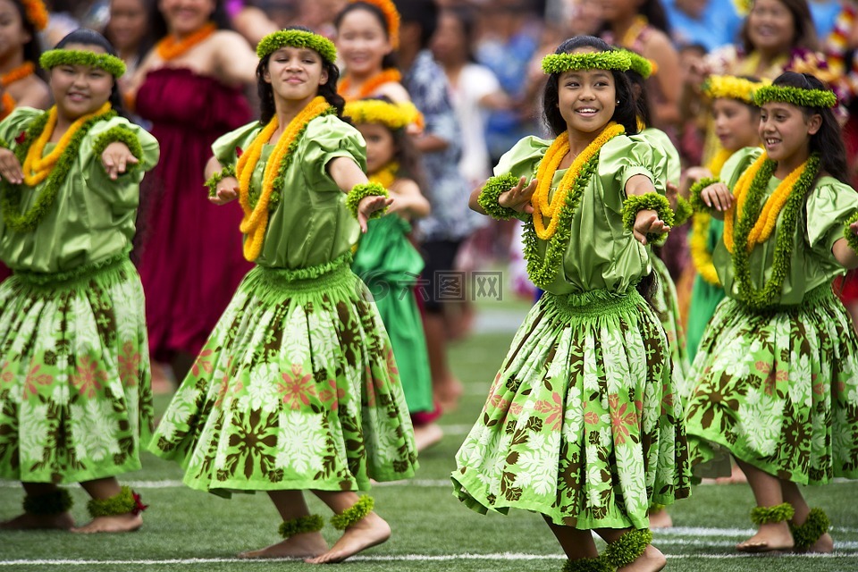 夏威夷草裙舞舞者,阿罗哈体育场,国防部照片
