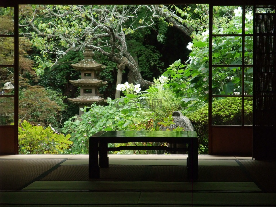 日本,花园,古雅