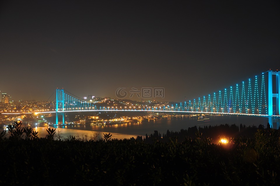 博斯普鲁斯海峡大桥,桥,夜