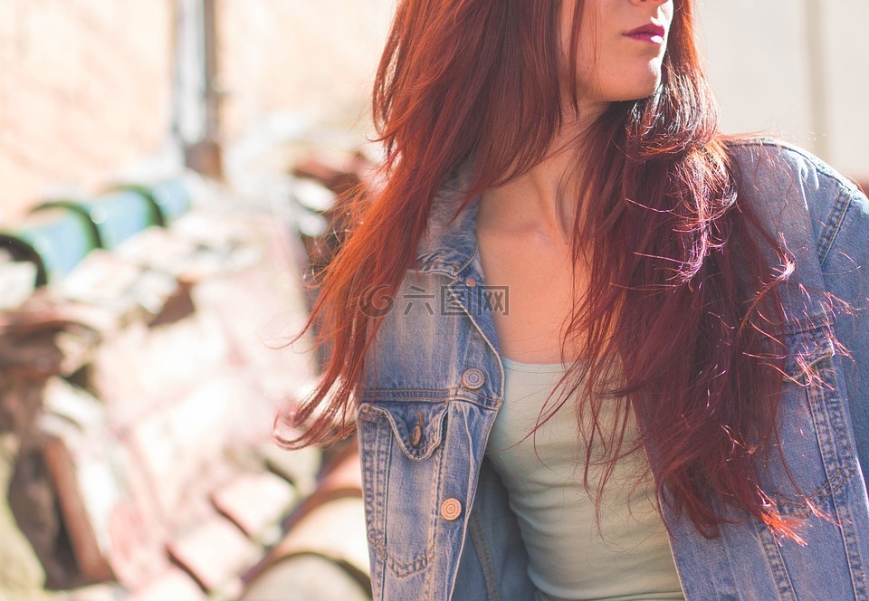 女孩,头发,红发女郎