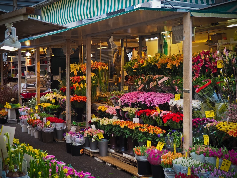 市场,鲜花,农民和地方市场