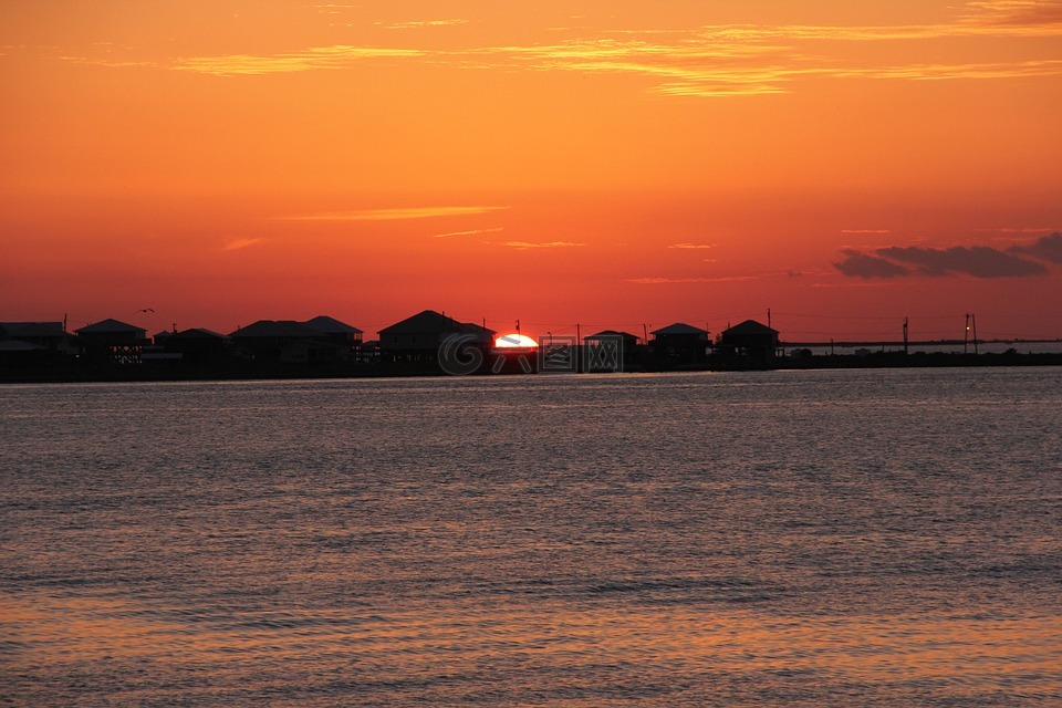 日落,大岛,路易斯安那州