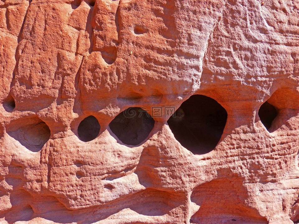 红砂岩,孔,抽象的形式