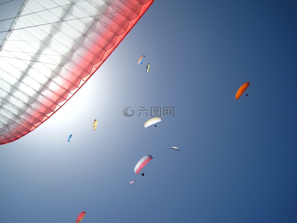 滑翔伞,天空,自由