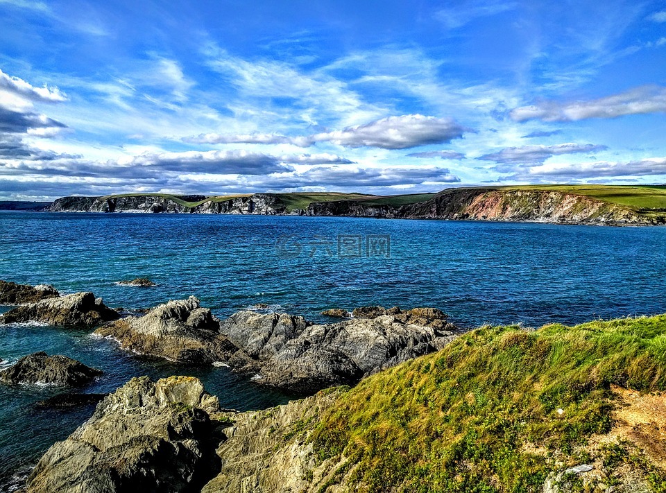 海景,海岸,康沃尔郡