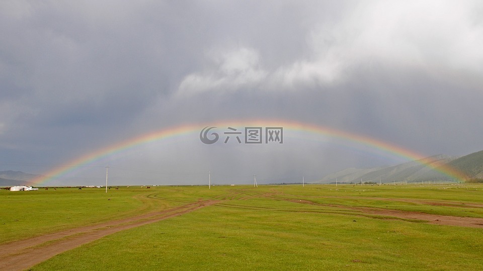 蒙古,彩虹,景观