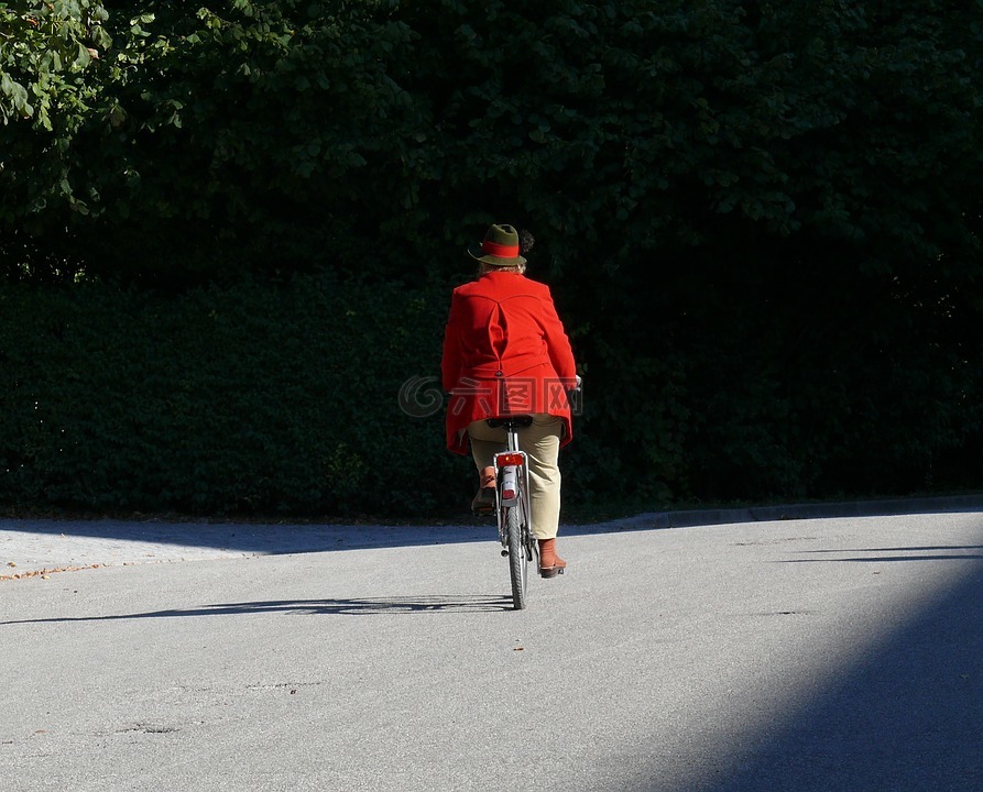 自行车运动员,红色,男装周期