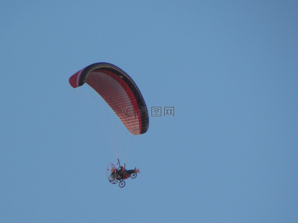 滑翔伞,机动,天空