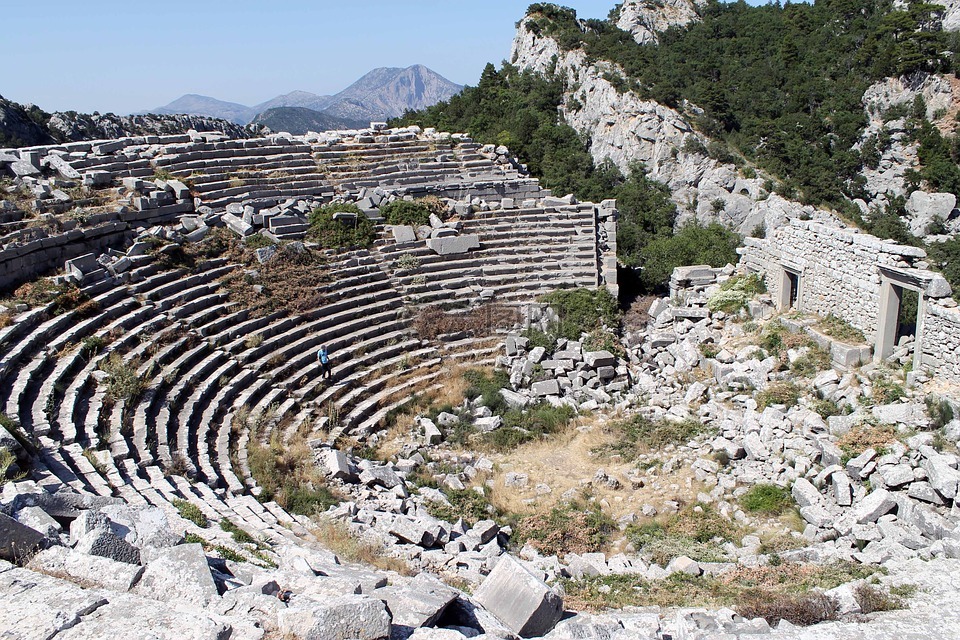 废墟,圆形剧场,termessos