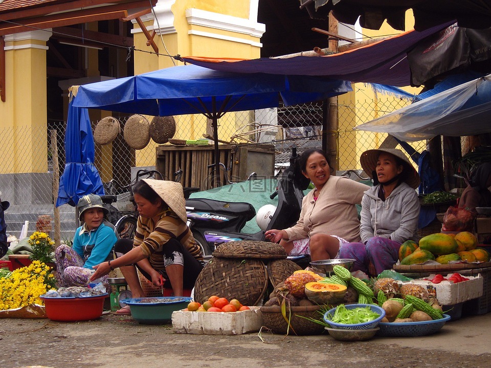 市场,妇女,越南