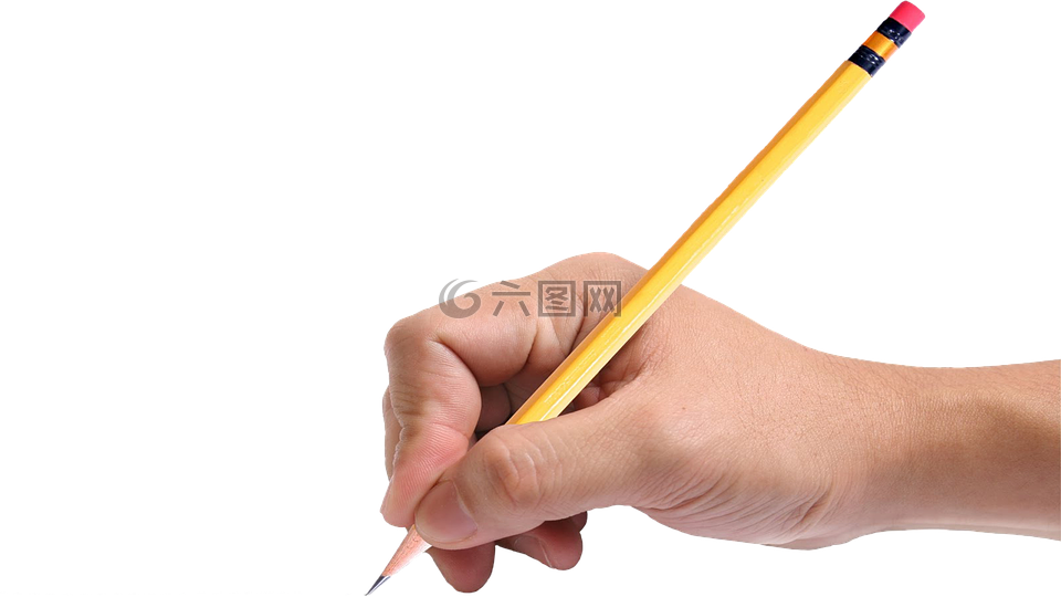 铅笔,手,橡胶