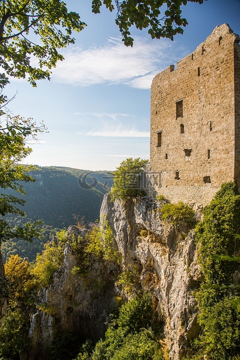 reußenstein,城堡的俄罗斯石,废墟