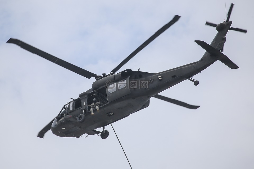 uh-60黑鹰,飞行,绳