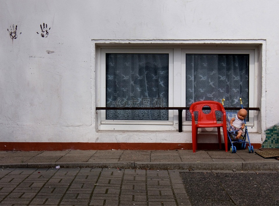 墙,椅子,红色