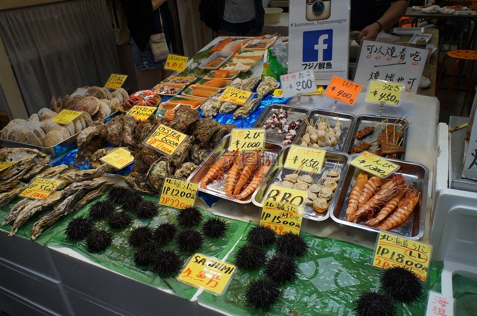 新鮮,海產,日本