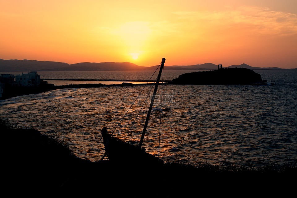 希腊,纳克索斯岛,日落
