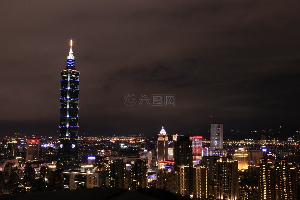 夜景,台北101,都市印记