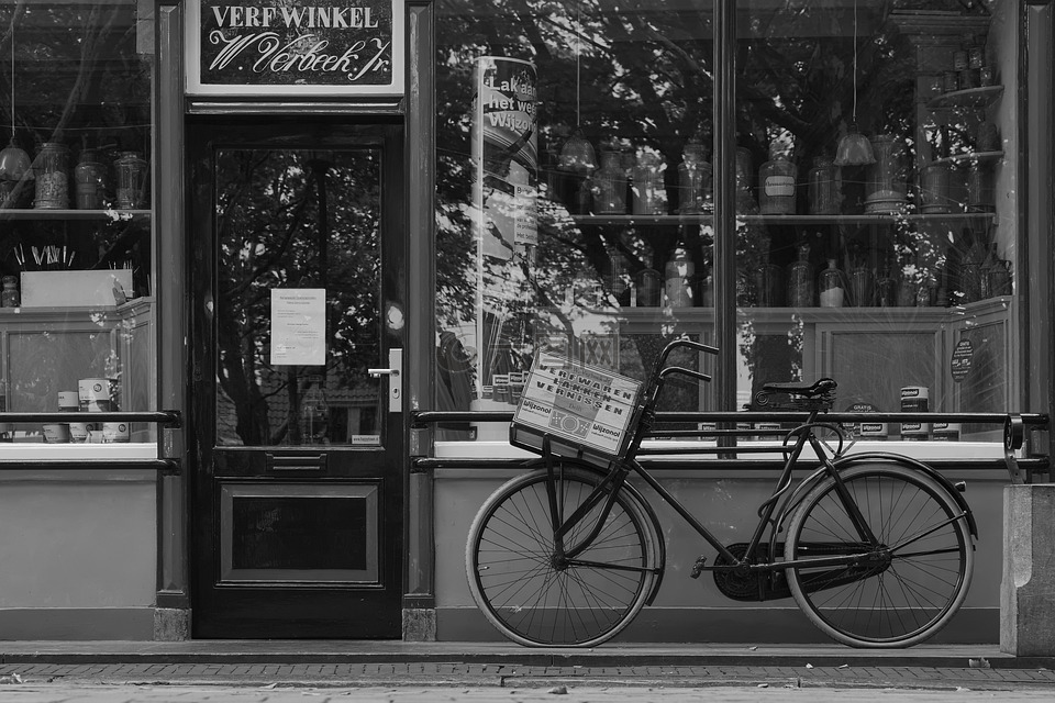 酿酒,店,自行车
