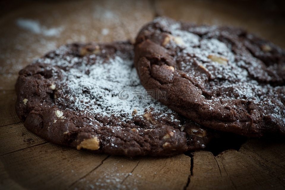 饼干,巧克力饼干,黑暗的饼干