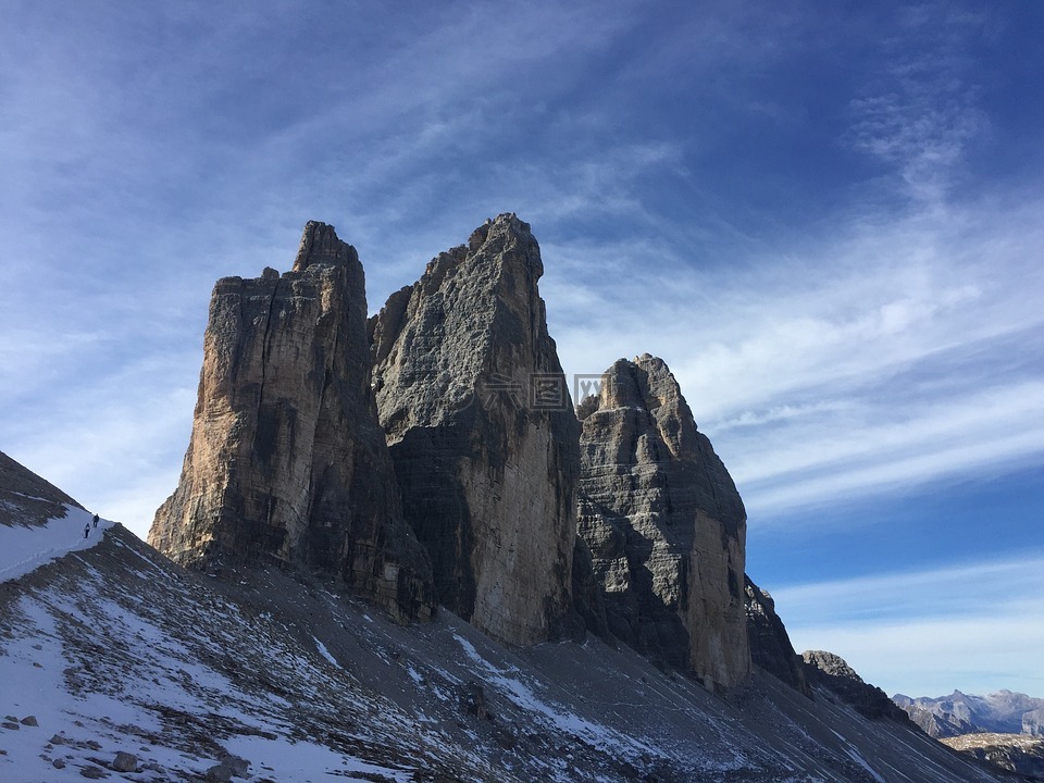 山,三峰的 lavaredo,景观