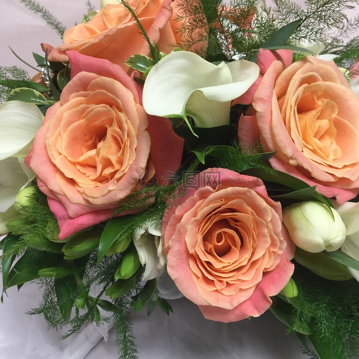 婚礼鲜花,新娘,玫瑰