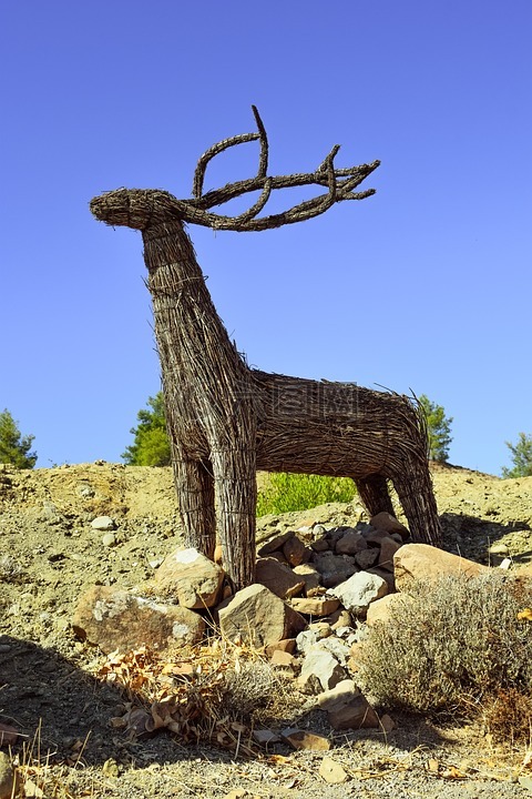 鹿,雕塑,干簧片的雕塑