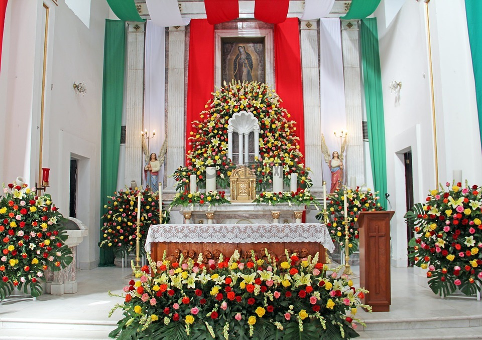 墨西哥教堂,墨西哥教堂的花,墨西哥坛