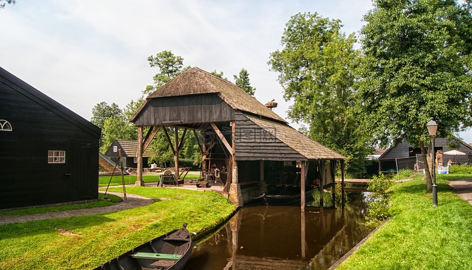 giethoorn,船库,划船