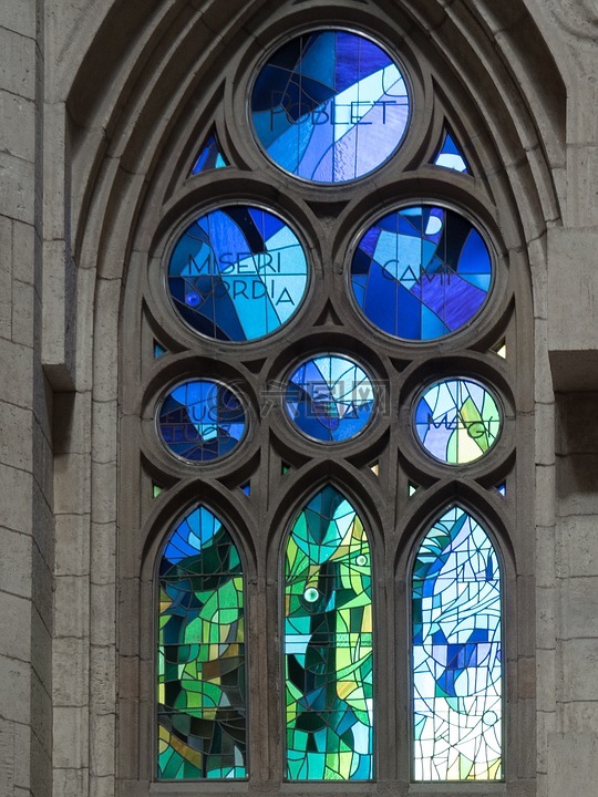 染色玻璃窗口,大教堂,圣家族 família
