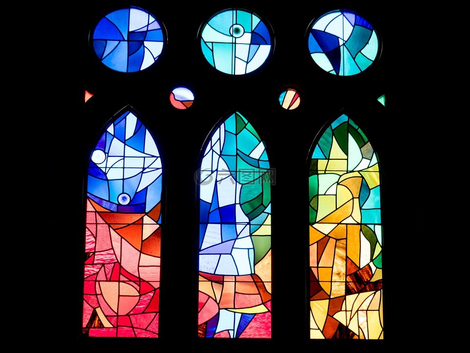 染色玻璃窗口,大教堂,圣家族 família