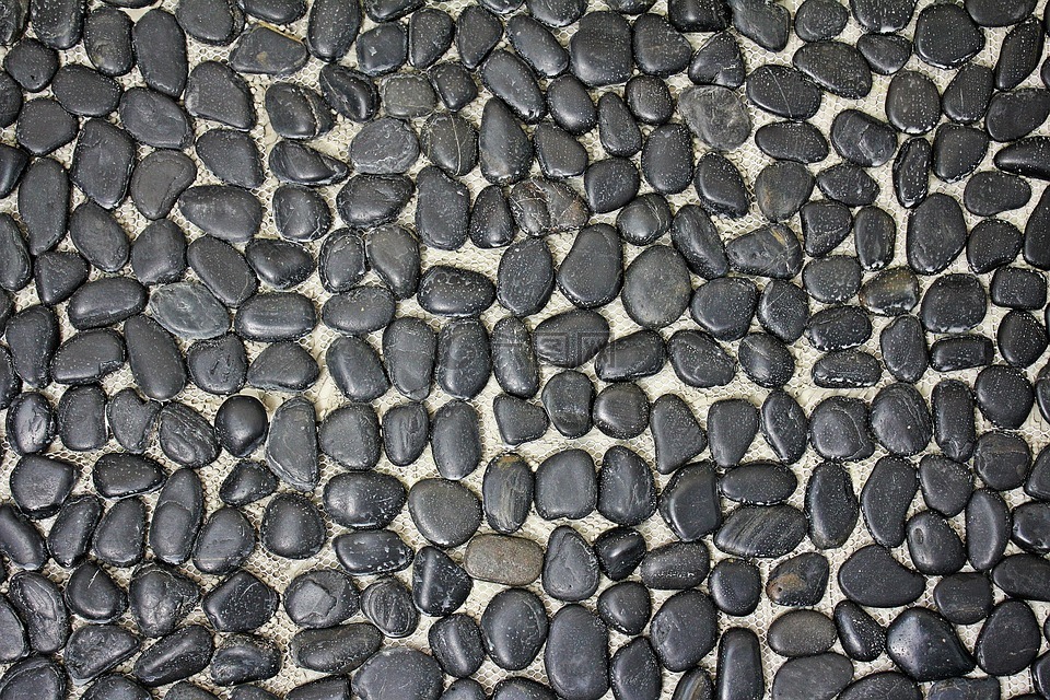 鹅卵石,卵石垫,装饰的石头墙为