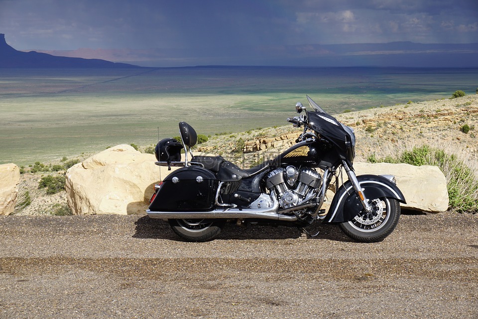 摩托车,美国西部,彩虹
