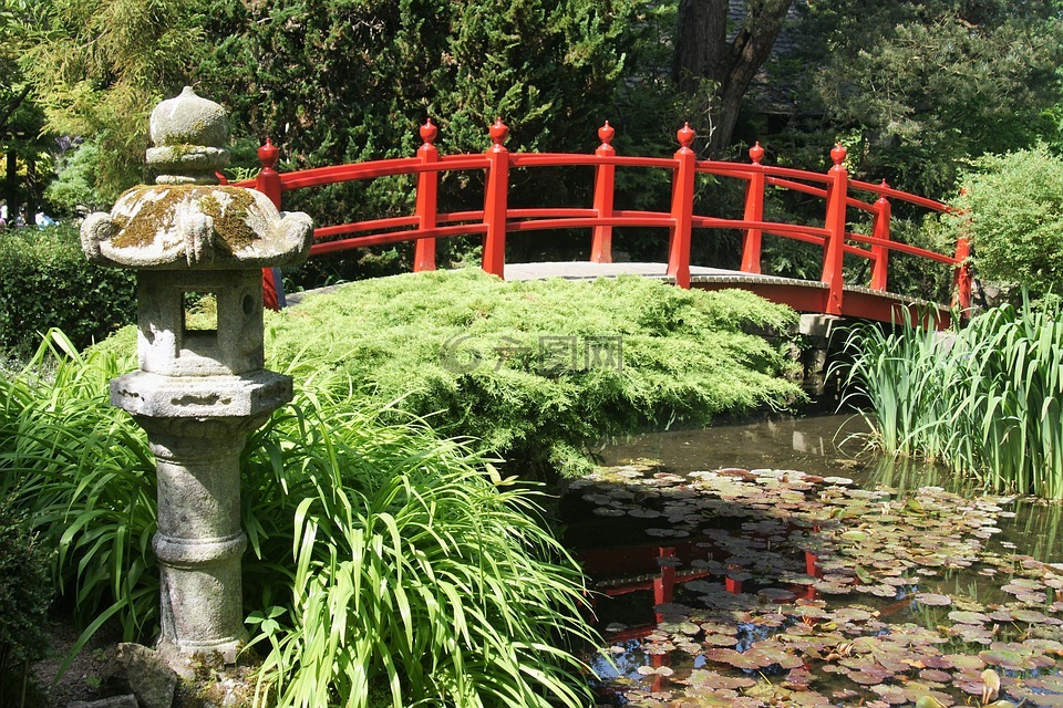 桥,日本,日本花园