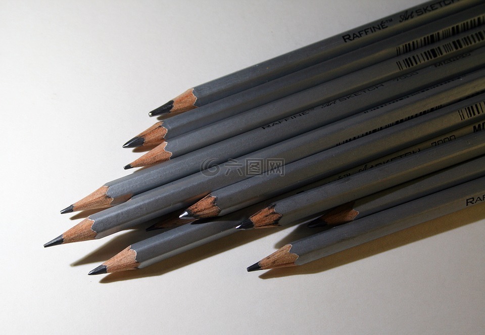 铅笔,石墨,灰色